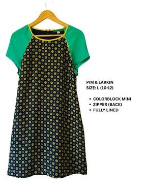 Pim + Larkin Colorblock Printed Shift Dress | Size Large (10–12)